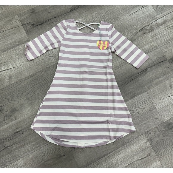 Hayden Other - Hayden Girls Purple Striped‎ Dress W/ Buttons Down The Back Size S NWT NEW